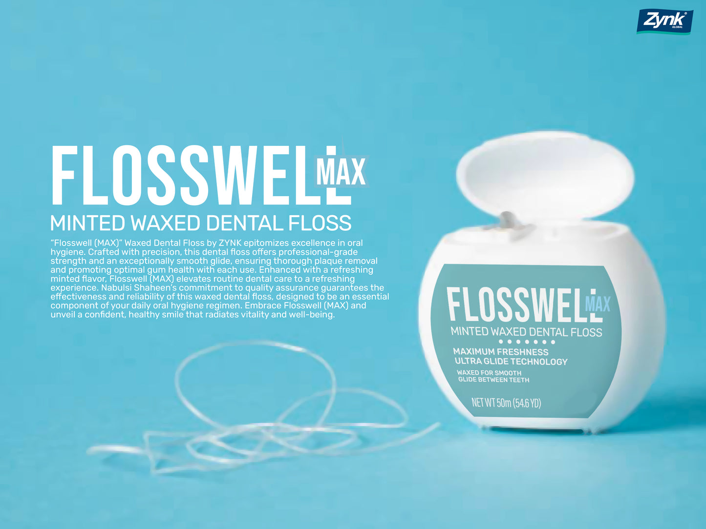 FLOSSWELL MAX - Minted Waxed Dental Floss